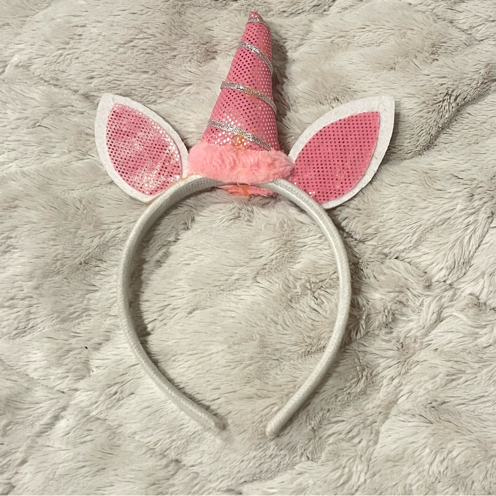 Unicorn Headband with Shiny Pink Horn and Ears
